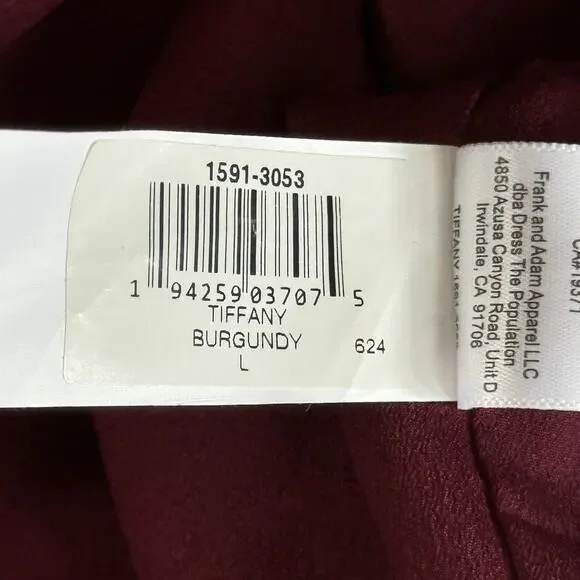 Dress the Population Tiffany One Shoulder Midi Dress Burgundy Size Large NWT - Picture 13 of 13